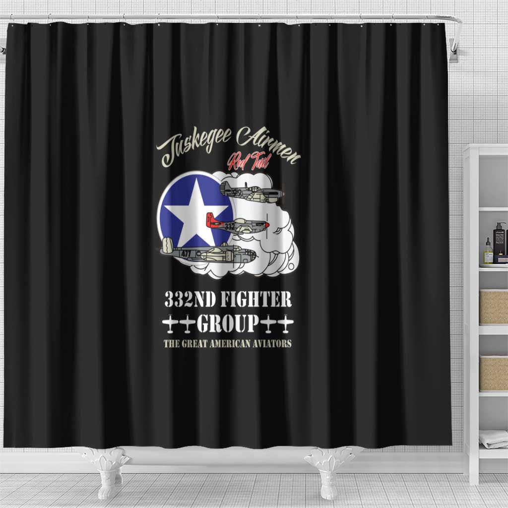 Tuskegee Airmen WWII Heroes Shower Curtain The Great American Aviators Black Art - Wonder Print Shop