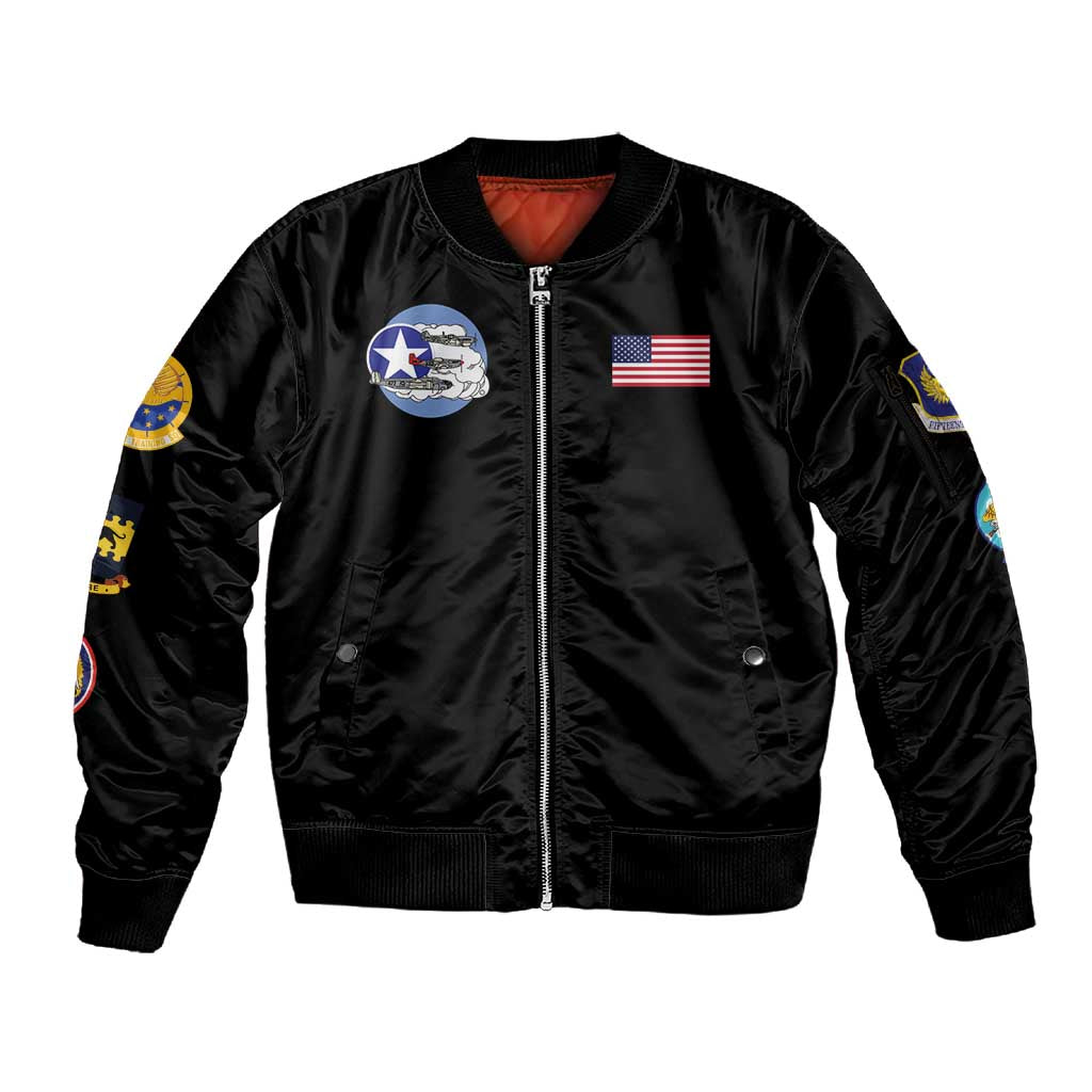Tuskegee Airmen WWII Heroes Sleeve Zip Bomber Jacket The Great American Aviators Black Art - Wonder Print Shop