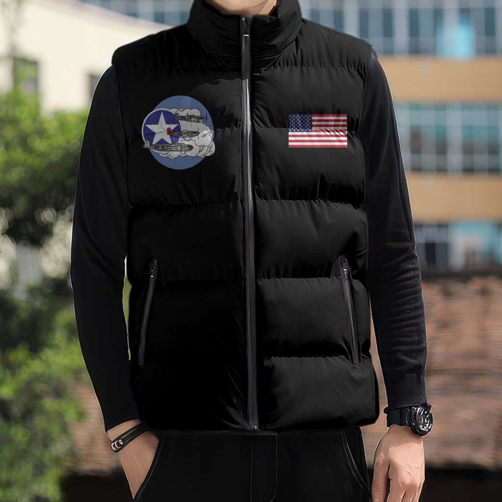 Tuskegee Airmen WWII Heroes Sleeveless Puffer Jacket The Great American Aviators Black Art - Wonder Print Shop