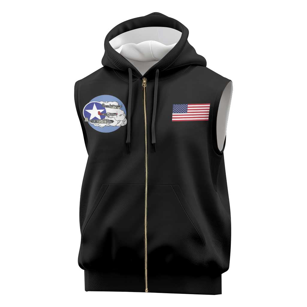 Tuskegee Airmen WWII Heroes Sleeveless Zip Hoodie The Great American Aviators Black Art - Wonder Print Shop
