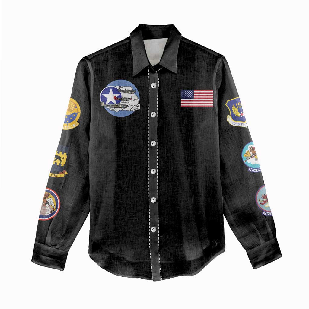 Tuskegee Airmen WWII Heroes Women Casual Shirt The Great American Aviators Black Art - Wonder Print Shop