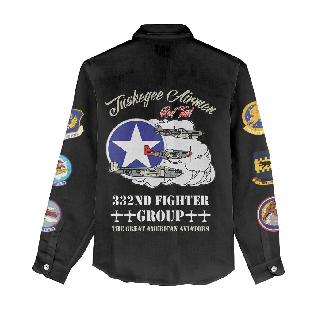 Tuskegee Airmen WWII Heroes Women Casual Shirt The Great American Aviators Black Art - Wonder Print Shop