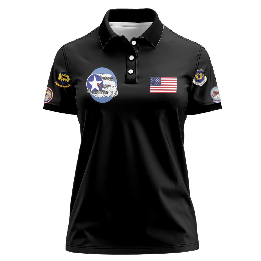 Tuskegee Airmen WWII Heroes Women Polo Shirt The Great American Aviators Black Art - Wonder Print Shop