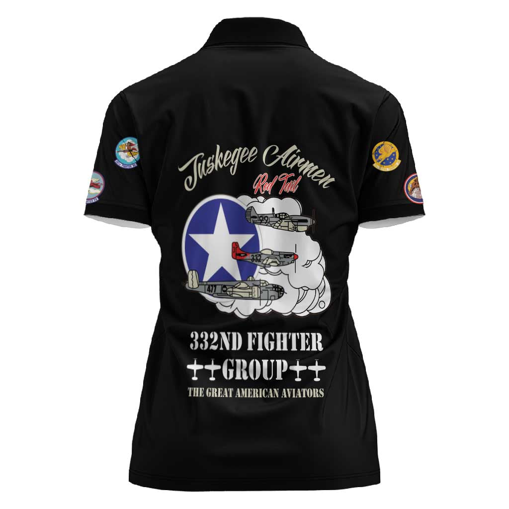 Tuskegee Airmen WWII Heroes Women Polo Shirt The Great American Aviators Black Art - Wonder Print Shop
