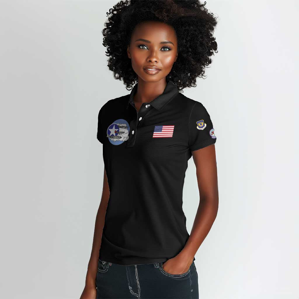 Tuskegee Airmen WWII Heroes Women Polo Shirt The Great American Aviators Black Art - Wonder Print Shop