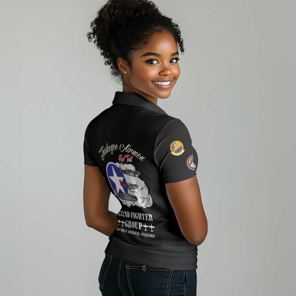 Tuskegee Airmen WWII Heroes Women Polo Shirt The Great American Aviators Black Art - Wonder Print Shop