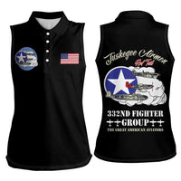 Tuskegee Airmen WWII Heroes Women Sleeveless Polo Shirt The Great American Aviators Black Art - Wonder Print Shop
