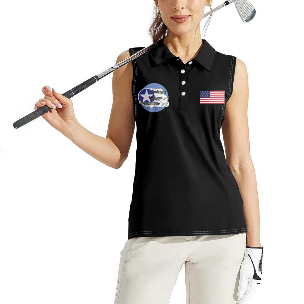 Tuskegee Airmen WWII Heroes Women Sleeveless Polo Shirt The Great American Aviators Black Art - Wonder Print Shop