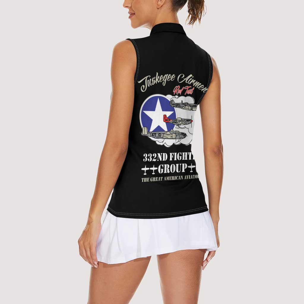 Tuskegee Airmen WWII Heroes Women Sleeveless Polo Shirt The Great American Aviators Black Art - Wonder Print Shop