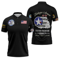 Tuskegee Airmen WWII Heroes Zipper Polo Shirt The Great American Aviators Black Art - Wonder Print Shop