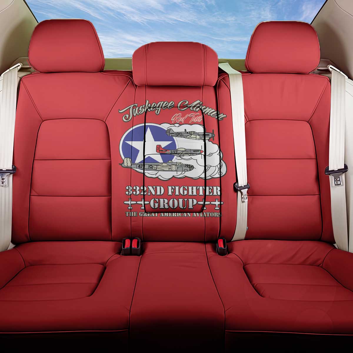 Tuskegee Airmen WWII Heroes Back Car Seat Cover The Great American Aviators Red Art - Wonder Print Shop