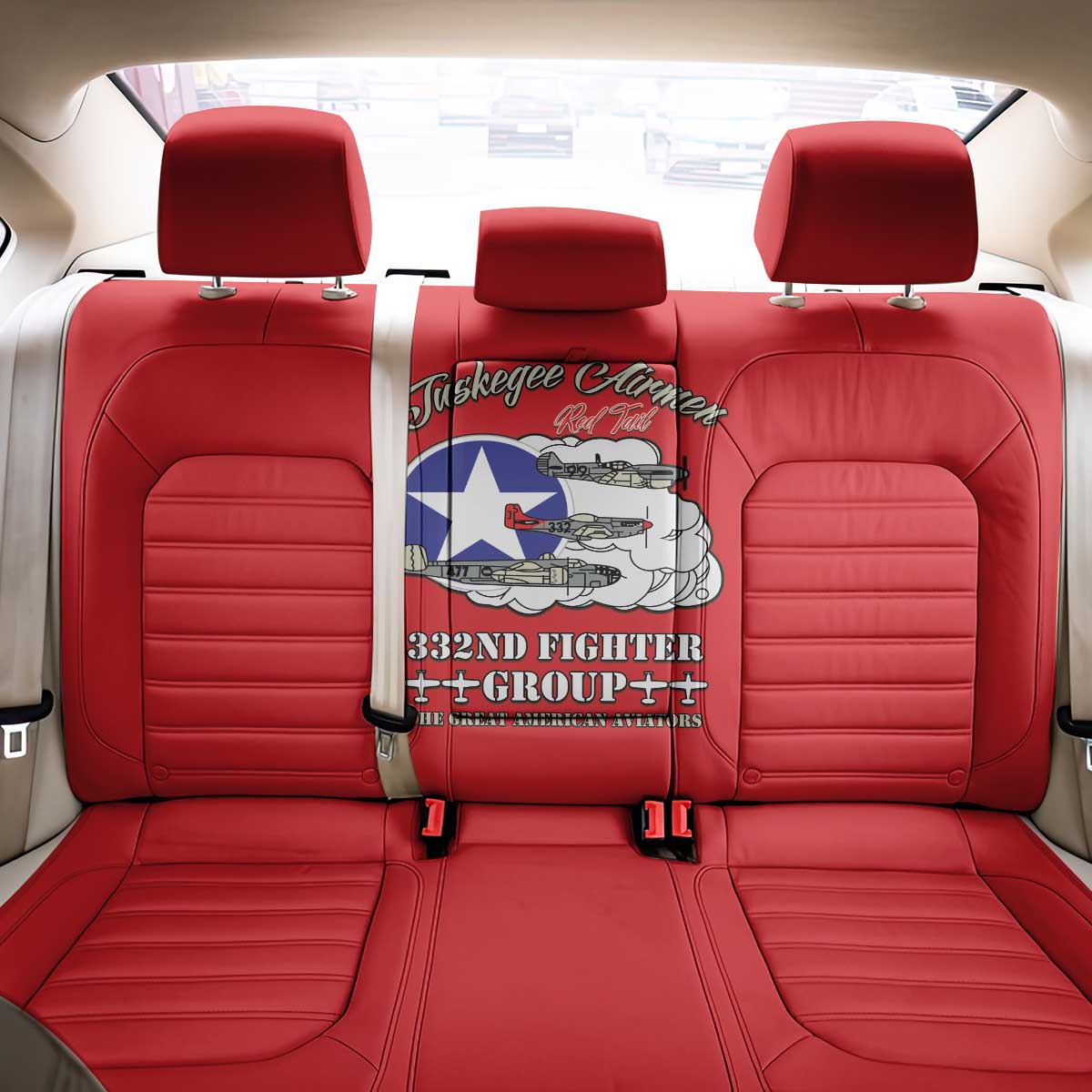 Tuskegee Airmen WWII Heroes Back Car Seat Cover The Great American Aviators Red Art - Wonder Print Shop