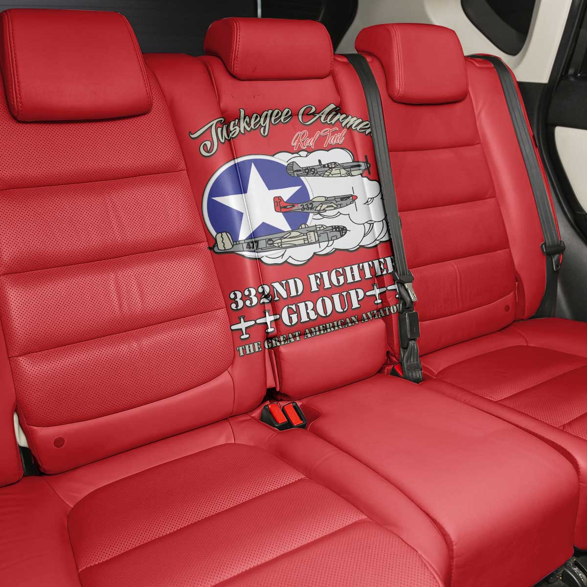 Tuskegee Airmen WWII Heroes Back Car Seat Cover The Great American Aviators Red Art - Wonder Print Shop