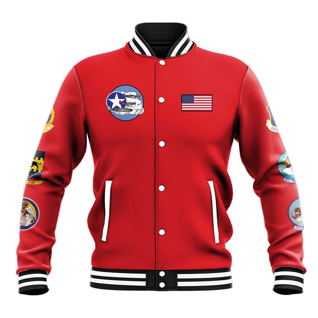 Tuskegee Airmen WWII Heroes Baseball Jacket The Great American Aviators Red Art - Wonder Print Shop