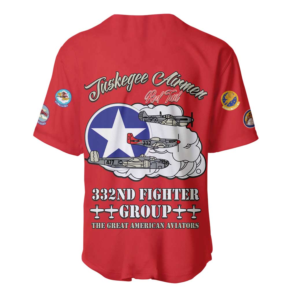 Tuskegee Airmen WWII Heroes Baseball Jersey The Great American Aviators Red Art - Wonder Print Shop