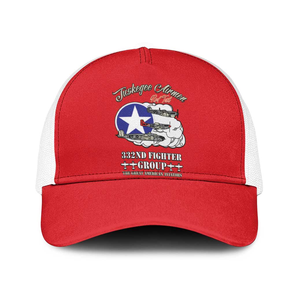 Tuskegee Airmen WWII Heroes Baseball Net Cap The Great American Aviators Red Art - Wonder Print Shop
