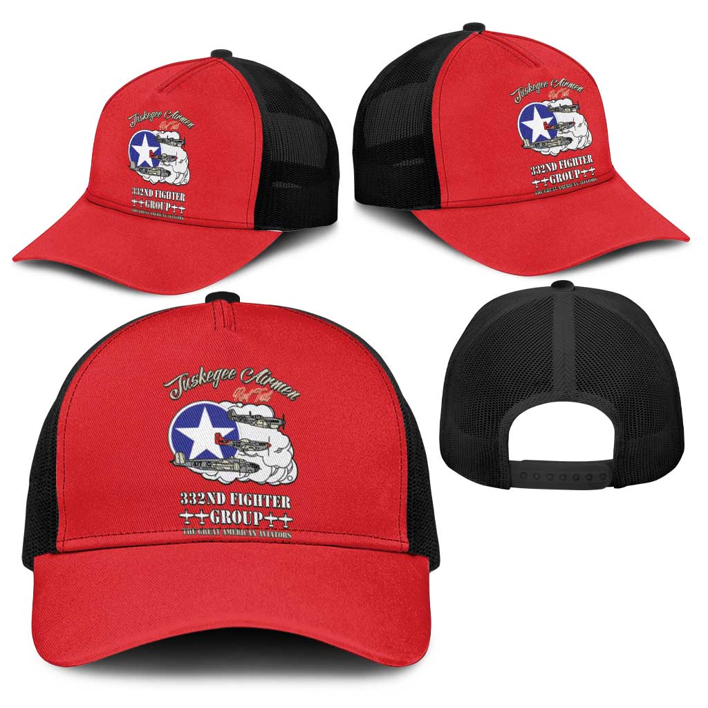 Tuskegee Airmen WWII Heroes Baseball Net Cap The Great American Aviators Red Art - Wonder Print Shop