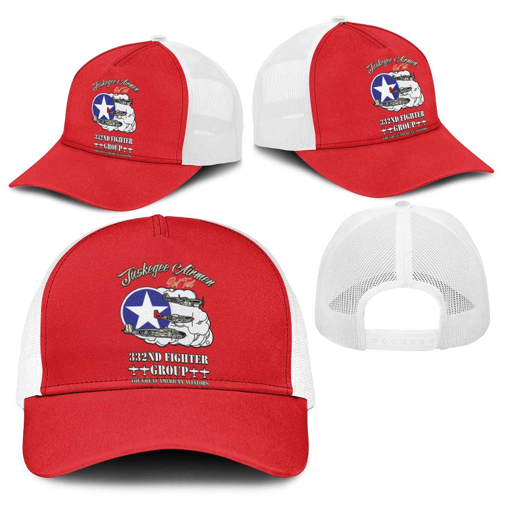 Tuskegee Airmen WWII Heroes Baseball Net Cap The Great American Aviators Red Art - Wonder Print Shop