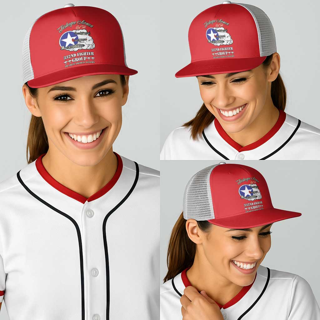 Tuskegee Airmen WWII Heroes Baseball Net Cap The Great American Aviators Red Art - Wonder Print Shop