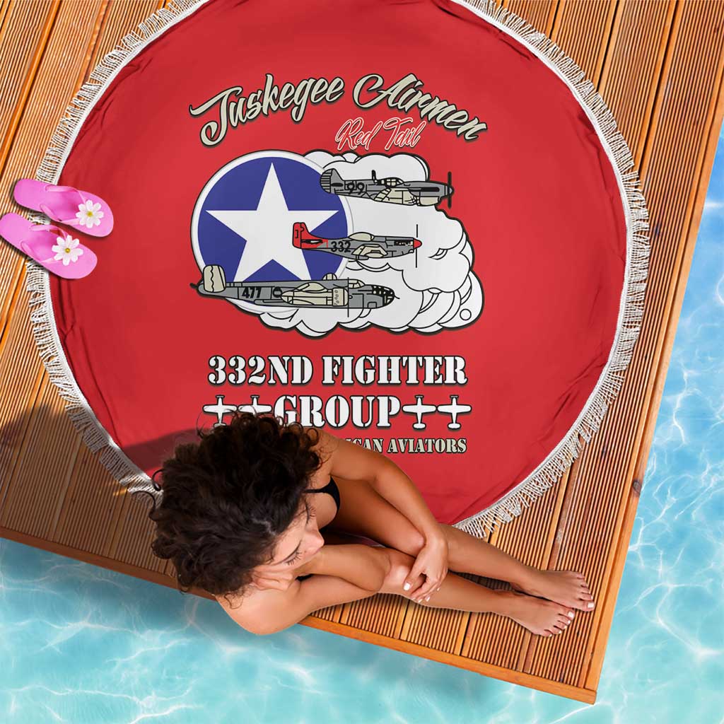 Tuskegee Airmen WWII Heroes Beach Blanket The Great American Aviators Red Art - Wonder Print Shop