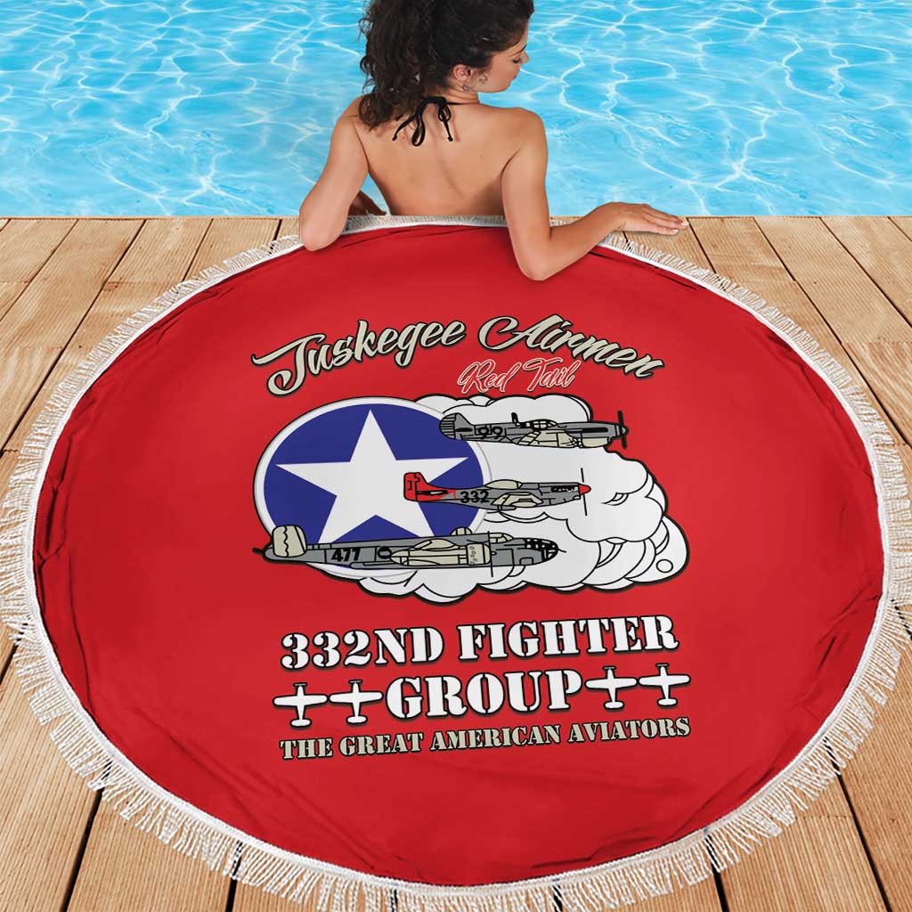 Tuskegee Airmen WWII Heroes Beach Blanket The Great American Aviators Red Art - Wonder Print Shop