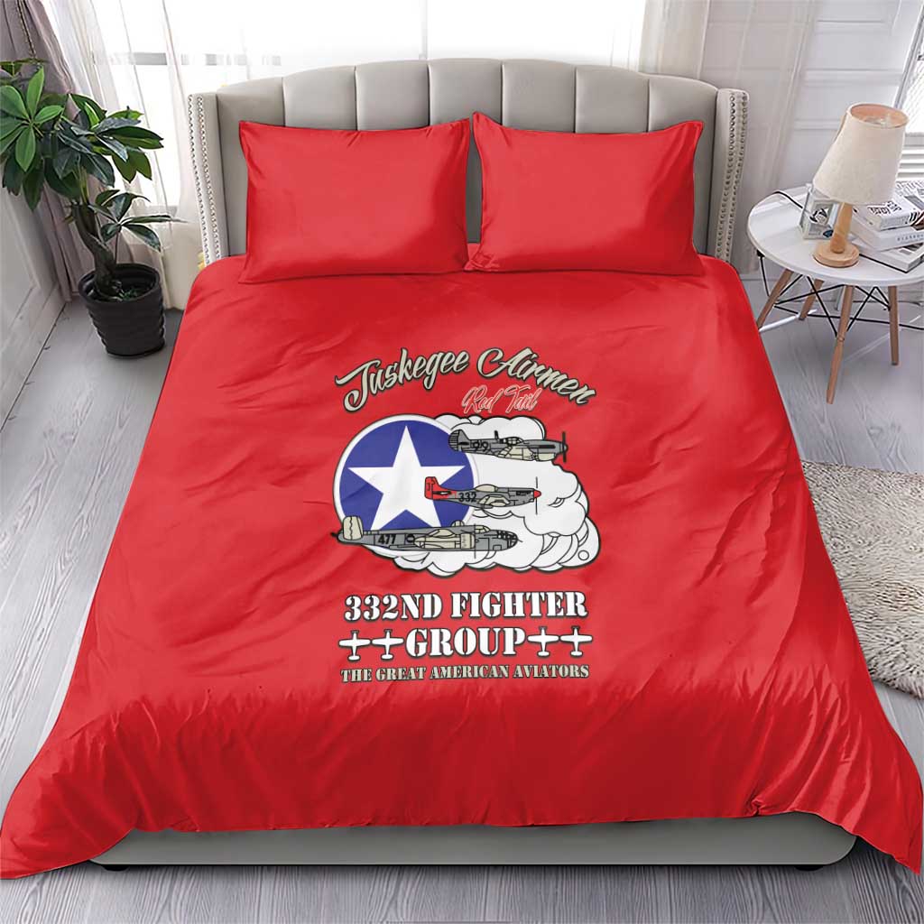 Tuskegee Airmen WWII Heroes Bedding Set The Great American Aviators Red Art - Wonder Print Shop
