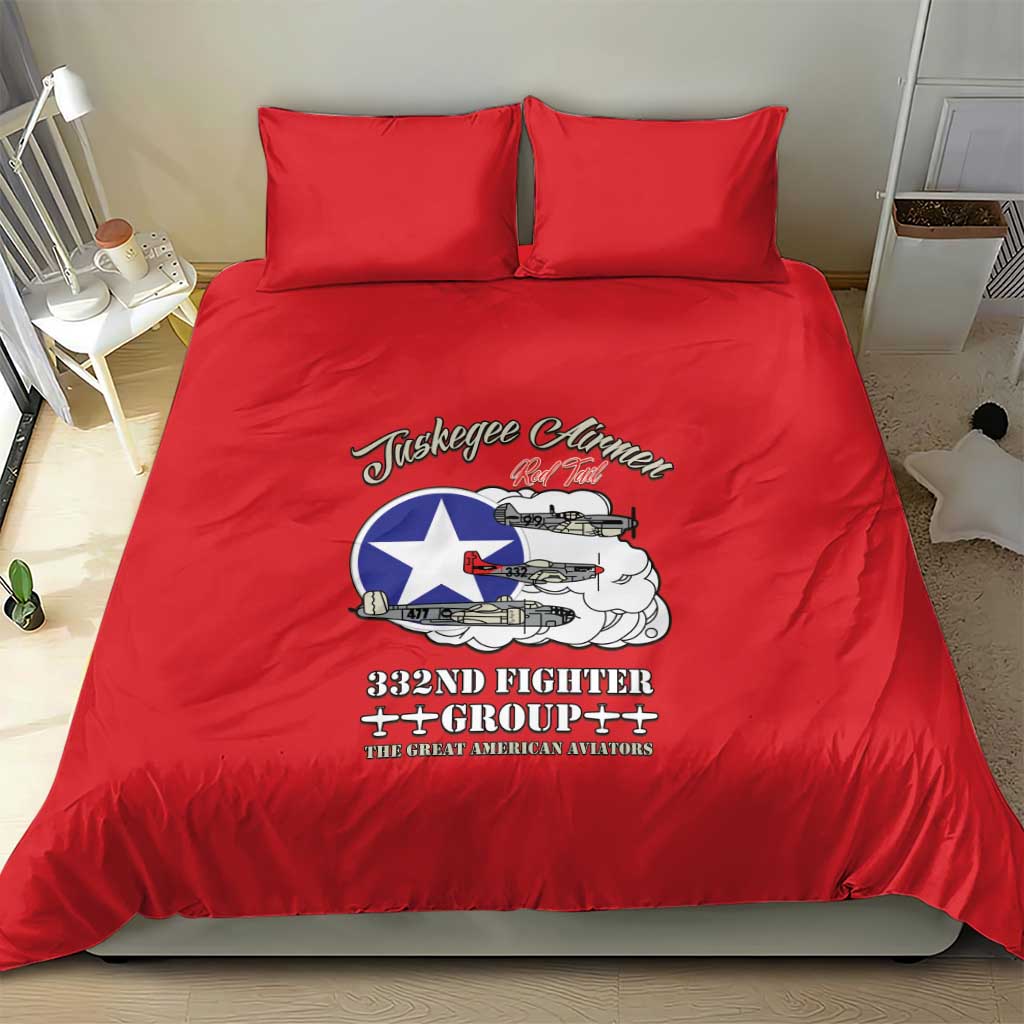 Tuskegee Airmen WWII Heroes Bedding Set The Great American Aviators Red Art - Wonder Print Shop