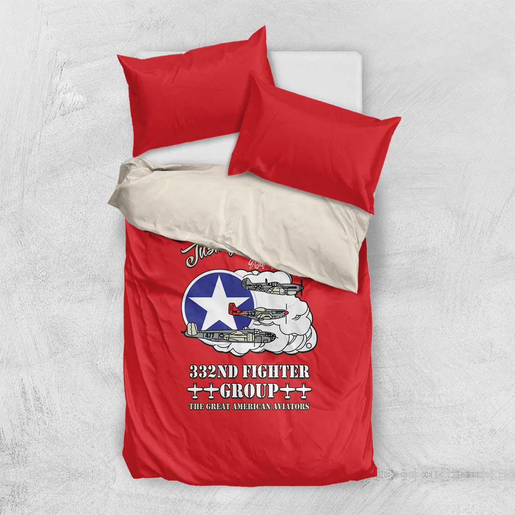 Tuskegee Airmen WWII Heroes Bedding Set The Great American Aviators Red Art - Wonder Print Shop