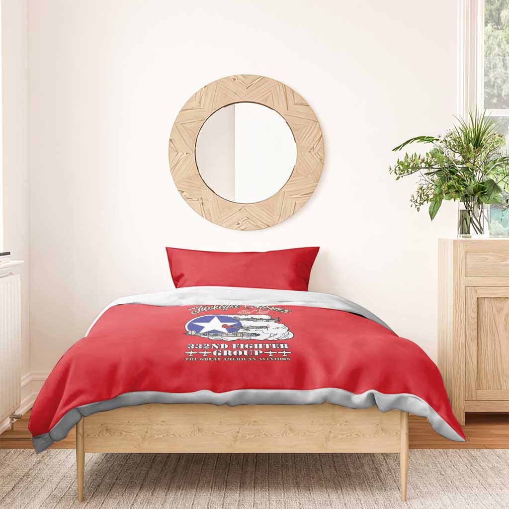 Tuskegee Airmen WWII Heroes Bedding Set The Great American Aviators Red Art - Wonder Print Shop