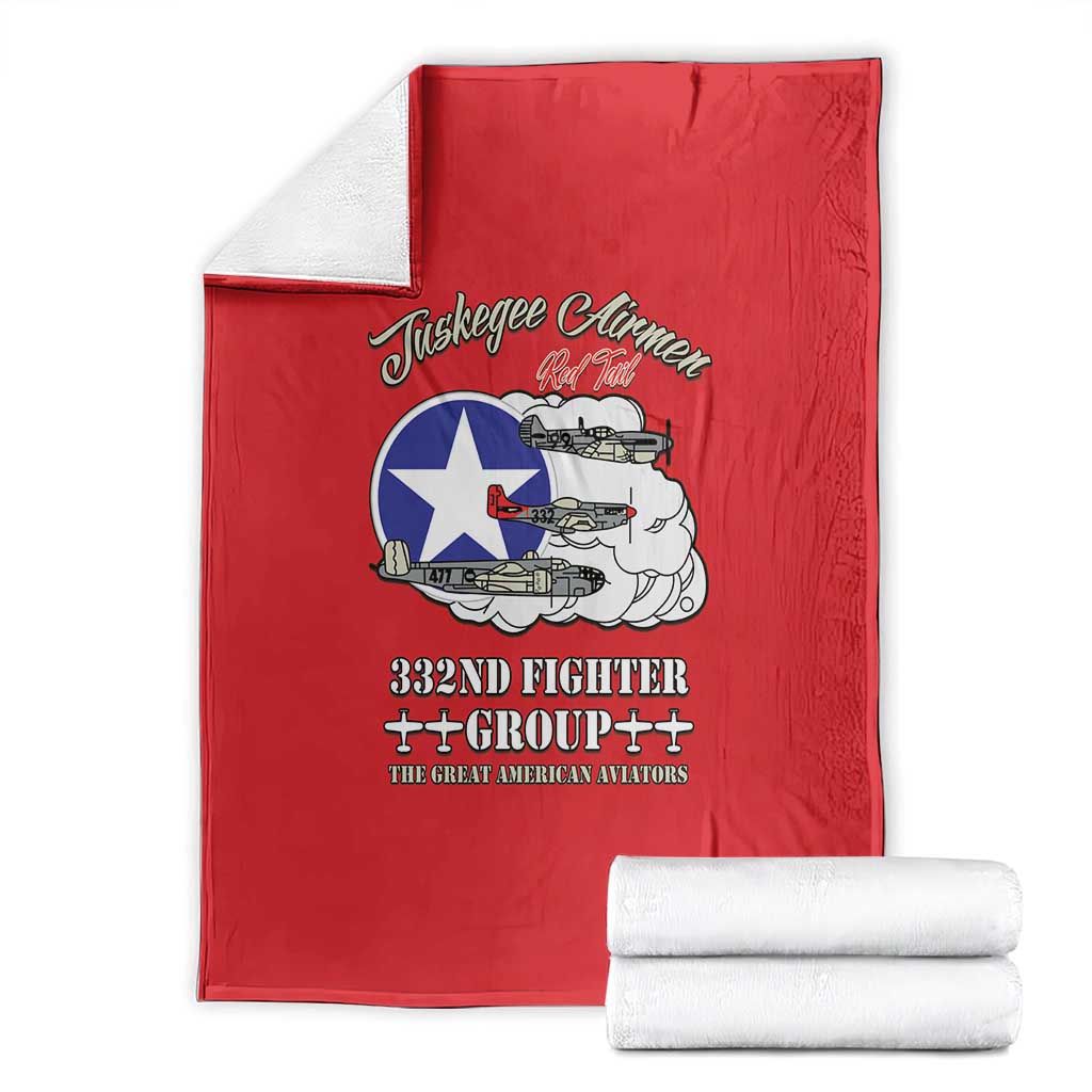 Tuskegee Airmen WWII Heroes Blanket The Great American Aviators Red Art - Wonder Print Shop