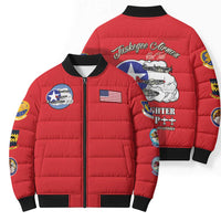 Tuskegee Airmen WWII Heroes Bomber Puffer Jacket The Great American Aviators Red Art - Wonder Print Shop