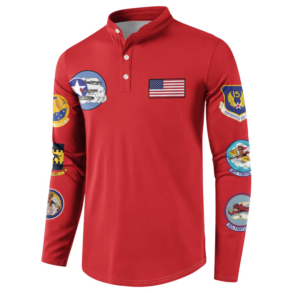 Tuskegee Airmen WWII Heroes Button Sweatshirt The Great American Aviators Red Art - Wonder Print Shop