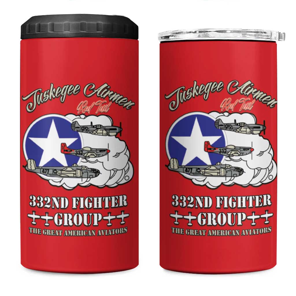 Tuskegee Airmen WWII Heroes 4 in 1 Can Cooler Tumbler The Great American Aviators Red Art - Wonder Print Shop