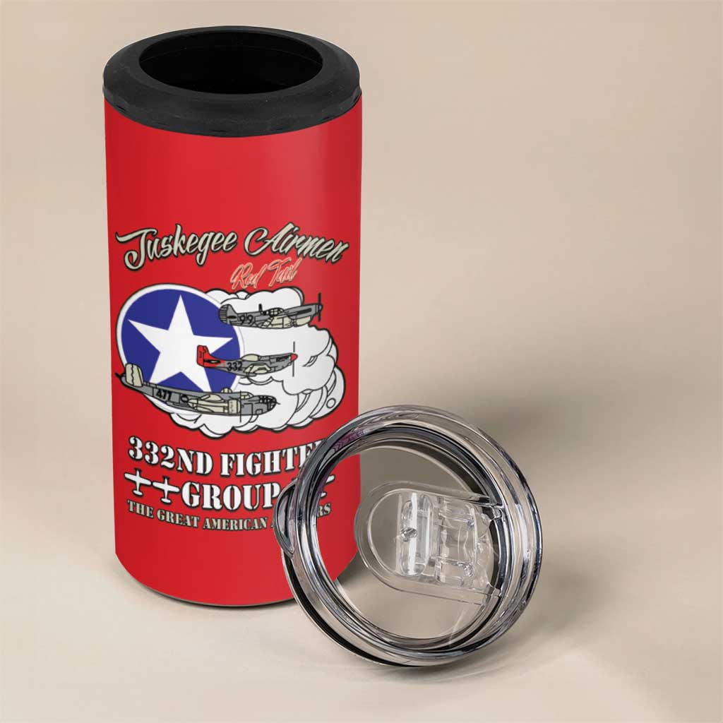 Tuskegee Airmen WWII Heroes 4 in 1 Can Cooler Tumbler The Great American Aviators Red Art - Wonder Print Shop