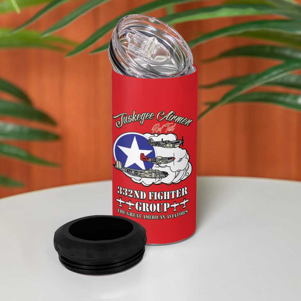 Tuskegee Airmen WWII Heroes 4 in 1 Can Cooler Tumbler The Great American Aviators Red Art - Wonder Print Shop