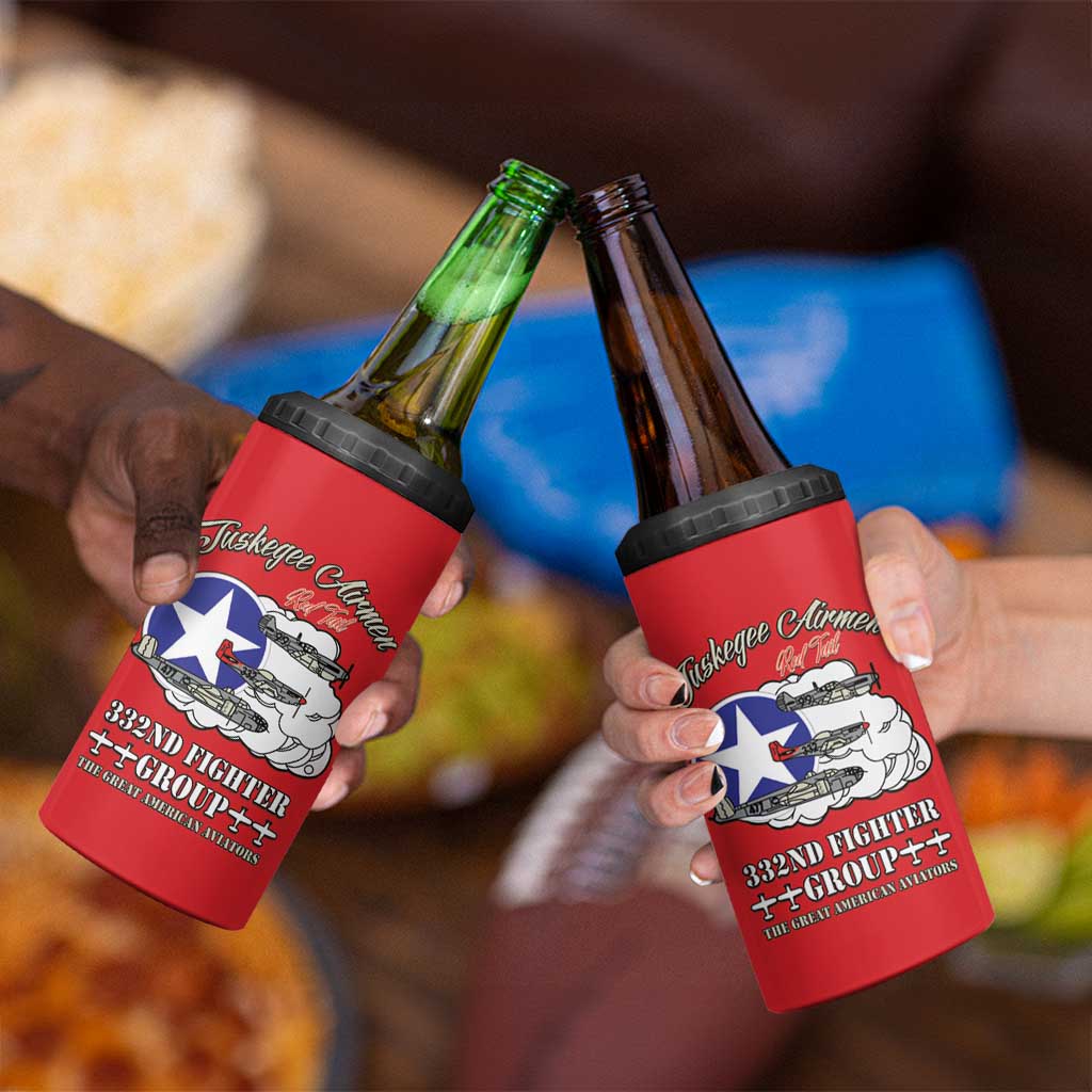 Tuskegee Airmen WWII Heroes 4 in 1 Can Cooler Tumbler The Great American Aviators Red Art - Wonder Print Shop