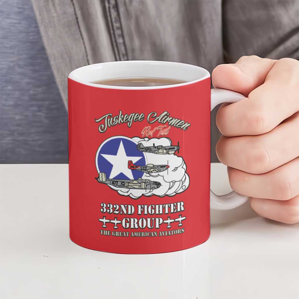 Tuskegee Airmen WWII Heroes Ceramic Mug The Great American Aviators Red Art - Wonder Print Shop