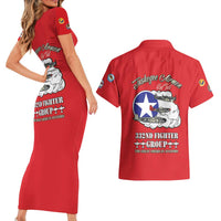 Tuskegee Airmen WWII Heroes Couples Matching Short Sleeve Bodycon Dress and Hawaiian Shirt The Great American Aviators Red Art - Wonder Print Shop