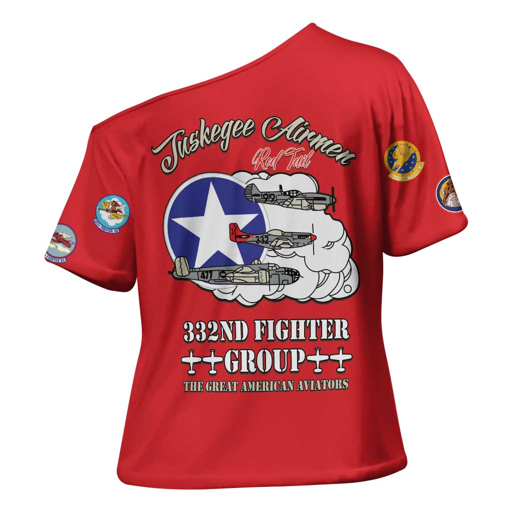 Tuskegee Airmen WWII Heroes Cross Shoulder Shirt The Great American Aviators Red Art - Wonder Print Shop