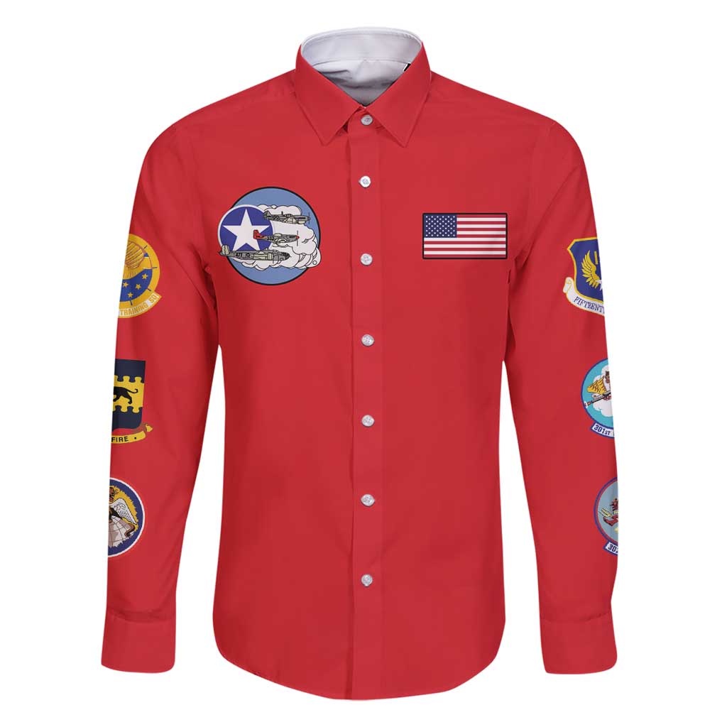 Tuskegee Airmen WWII Heroes Family Matching Long Sleeve Bodycon Dress and Hawaiian Shirt The Great American Aviators Red Art - Wonder Print Shop