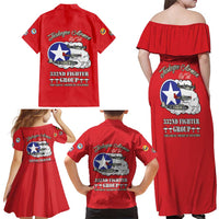 Tuskegee Airmen WWII Heroes Family Matching Off Shoulder Maxi Dress and Hawaiian Shirt The Great American Aviators Red Art - Wonder Print Shop