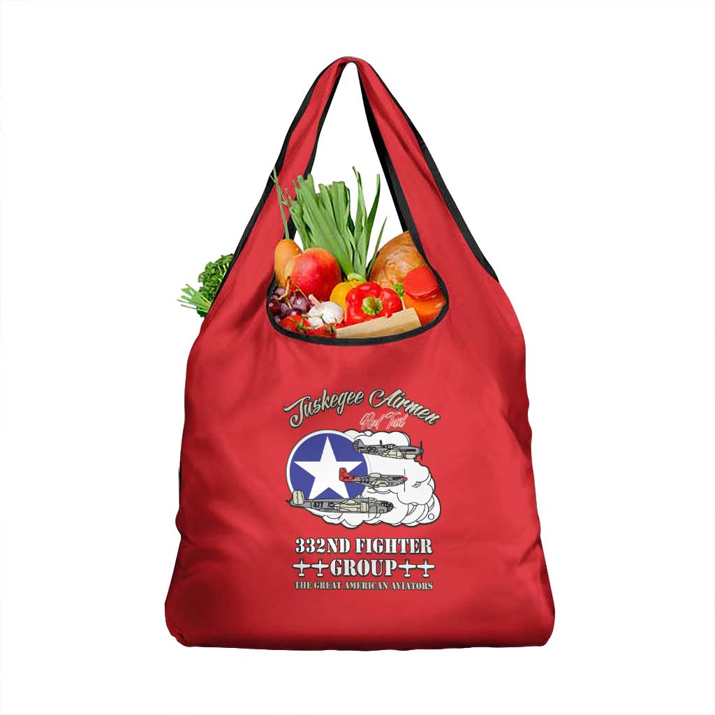 Tuskegee Airmen WWII Heroes Grocery Bag The Great American Aviators Red Art - Wonder Print Shop
