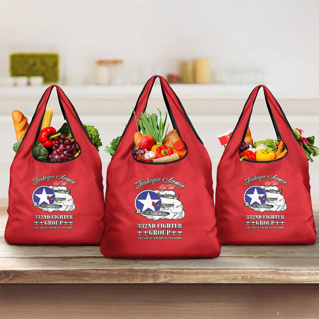Tuskegee Airmen WWII Heroes Grocery Bag The Great American Aviators Red Art - Wonder Print Shop