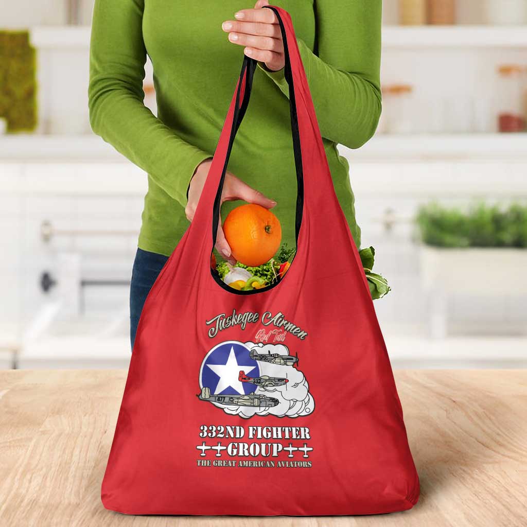 Tuskegee Airmen WWII Heroes Grocery Bag The Great American Aviators Red Art - Wonder Print Shop