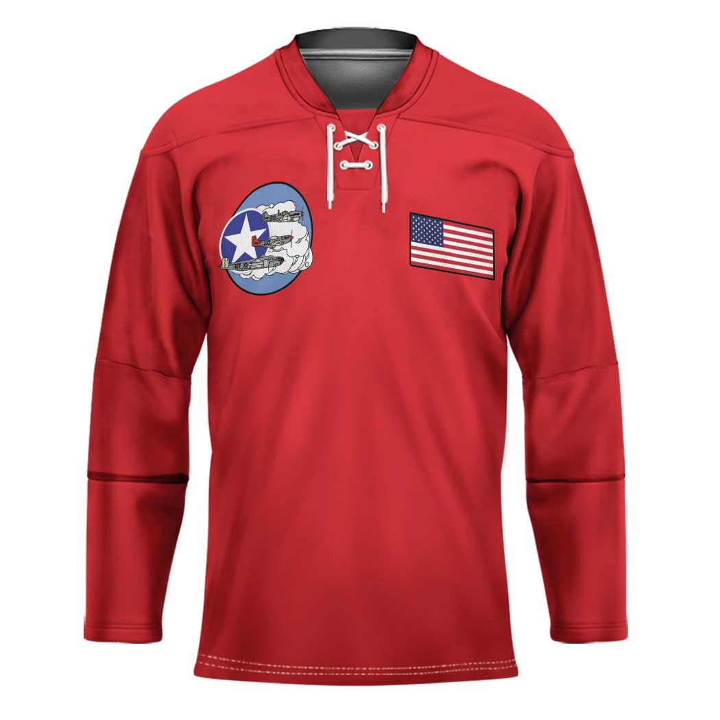 Tuskegee Airmen WWII Heroes Hockey Jersey The Great American Aviators Red Art - Wonder Print Shop