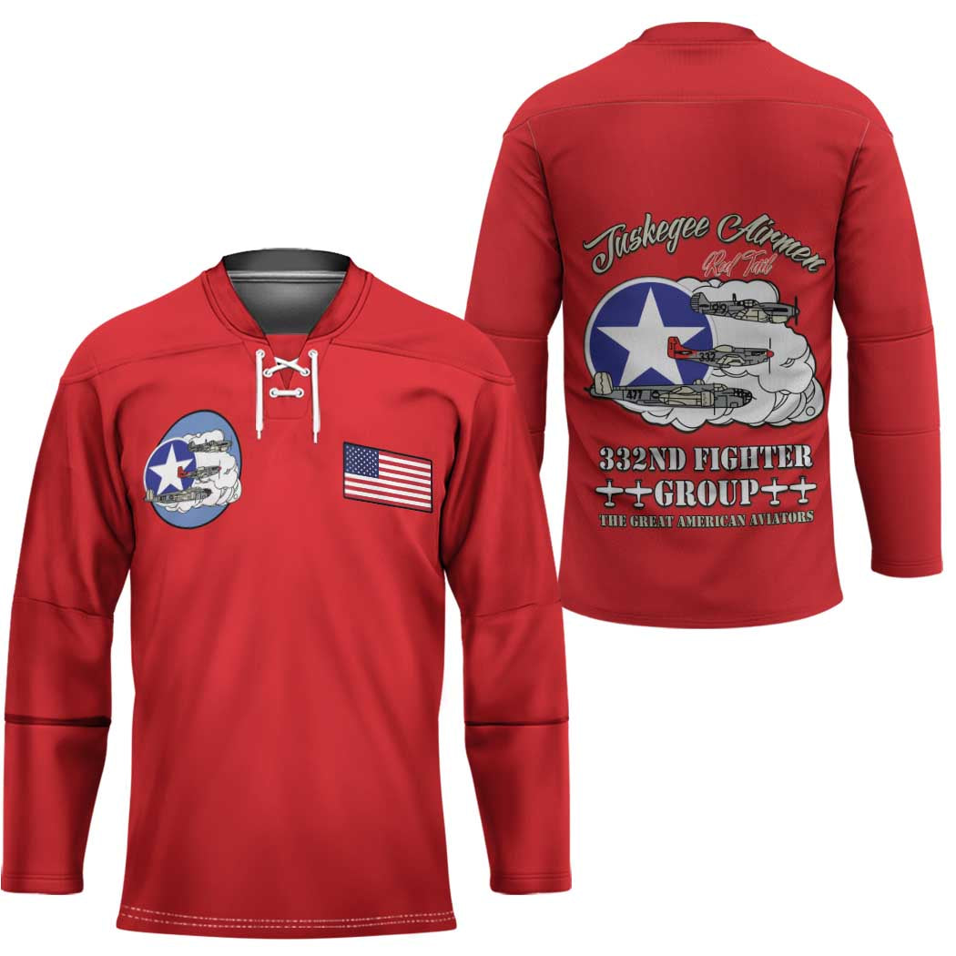 Tuskegee Airmen WWII Heroes Hockey Jersey The Great American Aviators Red Art - Wonder Print Shop