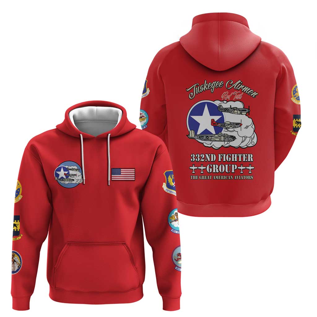 Tuskegee Airmen WWII Heroes Hoodie The Great American Aviators Red Art - Wonder Print Shop