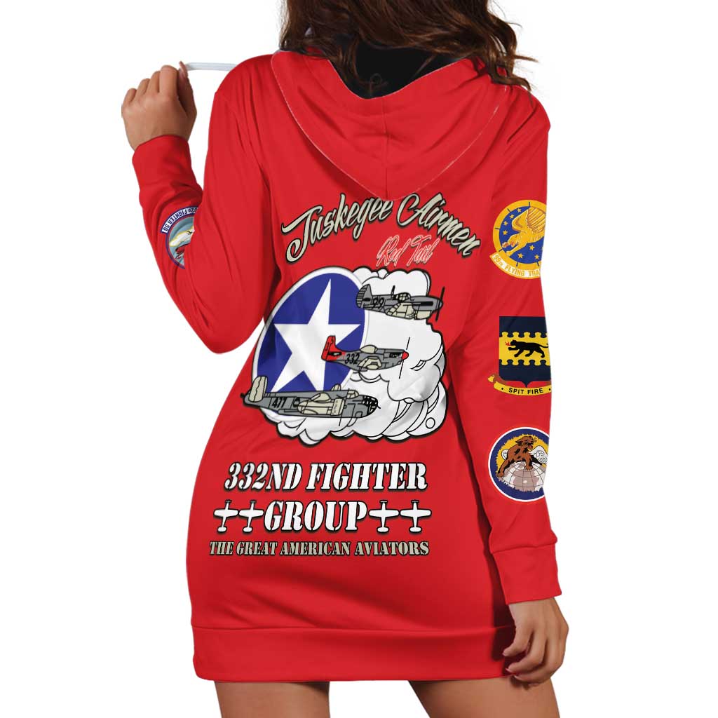 Tuskegee Airmen WWII Heroes Hoodie Dress The Great American Aviators Red Art - Wonder Print Shop