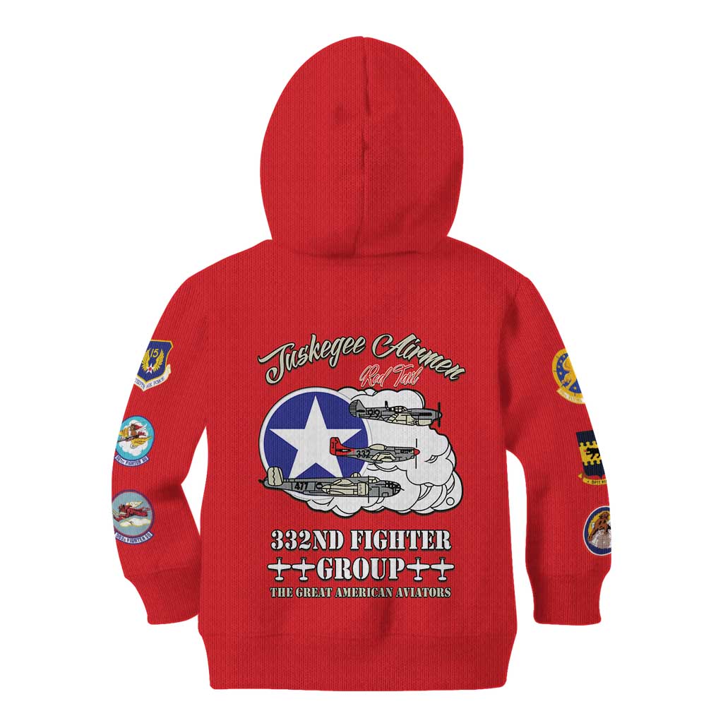 Tuskegee Airmen WWII Heroes Kid Hoodie The Great American Aviators Red Art - Wonder Print Shop