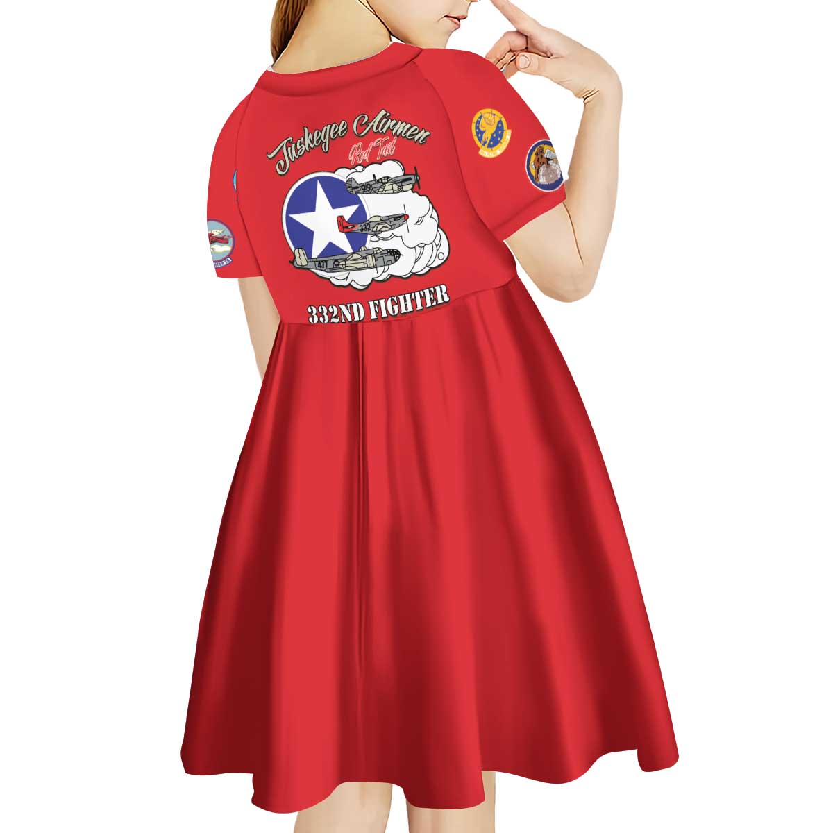 Tuskegee Airmen WWII Heroes Kid Short Sleeve Dress The Great American Aviators Red Art - Wonder Print Shop